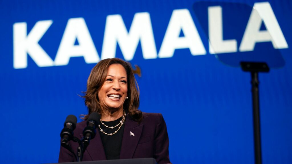 kamala harris on stage